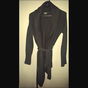Express black belted wide collar cardigan sweater